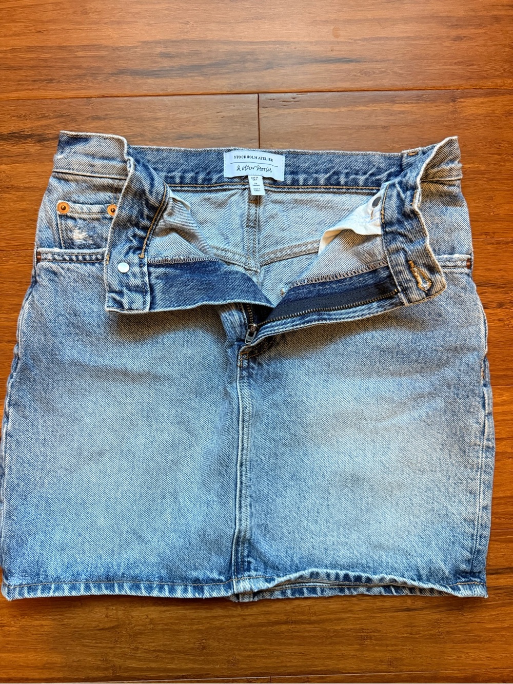& Other Stories Light Wash Denim Mini Skirt